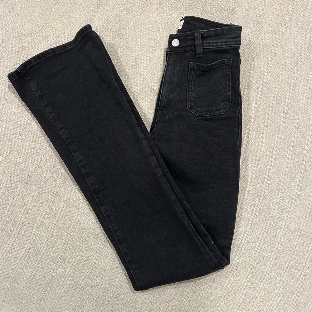 Never worn black flared jeans with front pockets